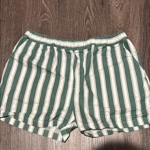 Zara Striped Green and White Women's Shorts Size XL